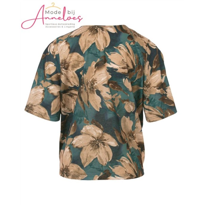 Enjoy Blouse strik bloemen 166689 Taupe
